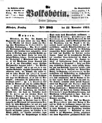 Die Volksbötin Samstag 22. November 1851