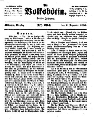 Die Volksbötin Dienstag 2. Dezember 1851