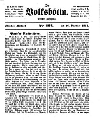 Die Volksbötin Mittwoch 10. Dezember 1851