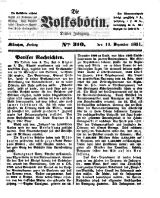 Die Volksbötin Freitag 19. Dezember 1851