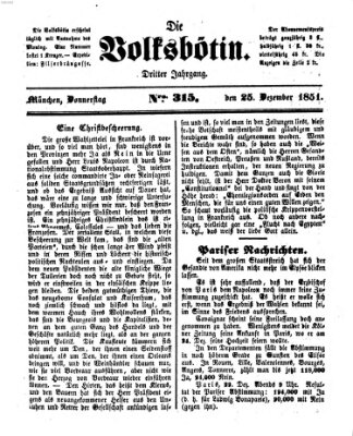 Die Volksbötin Donnerstag 25. Dezember 1851