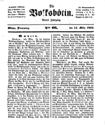 Die Volksbötin Sonntag 14. März 1852