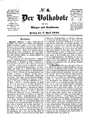 Der Volksbote für den Bürger und Landmann Freitag 7. April 1848