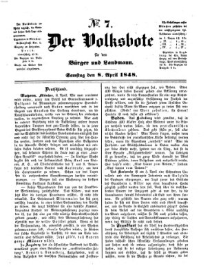 Der Volksbote für den Bürger und Landmann Samstag 8. April 1848