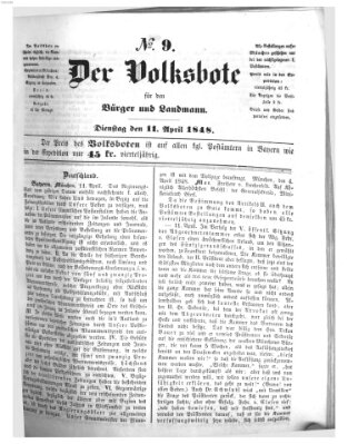 Der Volksbote für den Bürger und Landmann Dienstag 11. April 1848