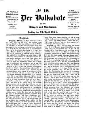 Der Volksbote für den Bürger und Landmann Freitag 21. April 1848