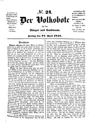 Der Volksbote für den Bürger und Landmann Freitag 28. April 1848