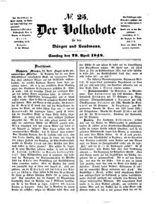 Der Volksbote für den Bürger und Landmann Samstag 29. April 1848