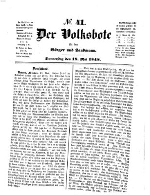 Der Volksbote für den Bürger und Landmann Donnerstag 18. Mai 1848