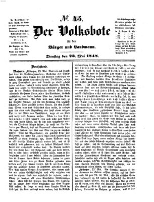 Der Volksbote für den Bürger und Landmann Dienstag 23. Mai 1848