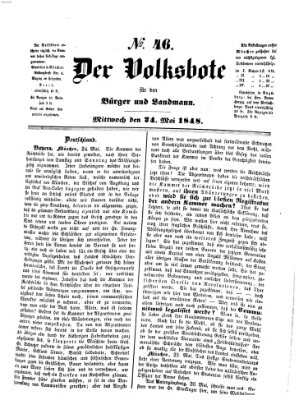 Der Volksbote für den Bürger und Landmann Mittwoch 24. Mai 1848