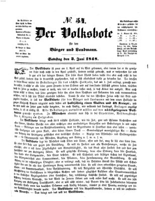 Der Volksbote für den Bürger und Landmann Samstag 3. Juni 1848