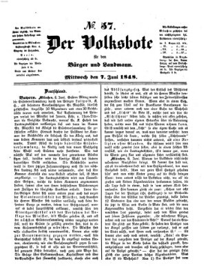 Der Volksbote für den Bürger und Landmann Mittwoch 7. Juni 1848