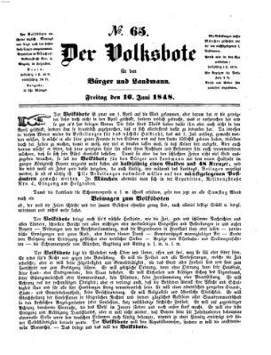 Der Volksbote für den Bürger und Landmann Freitag 16. Juni 1848