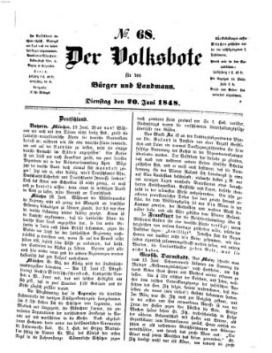 Der Volksbote für den Bürger und Landmann Dienstag 20. Juni 1848