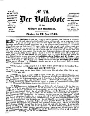 Der Volksbote für den Bürger und Landmann Dienstag 27. Juni 1848