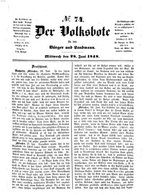 Der Volksbote für den Bürger und Landmann Mittwoch 28. Juni 1848