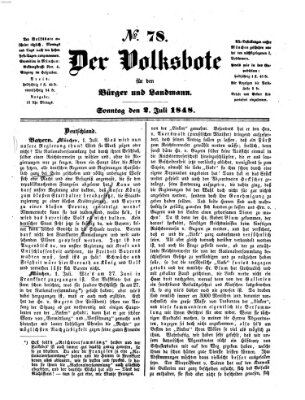 Der Volksbote für den Bürger und Landmann Sonntag 2. Juli 1848