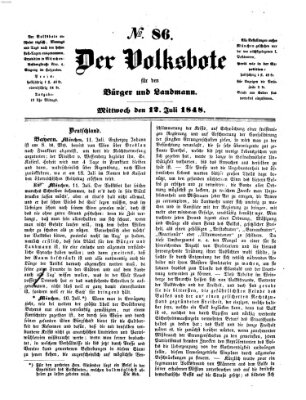 Der Volksbote für den Bürger und Landmann Mittwoch 12. Juli 1848