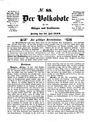 Der Volksbote für den Bürger und Landmann Freitag 14. Juli 1848