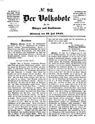 Der Volksbote für den Bürger und Landmann Mittwoch 19. Juli 1848