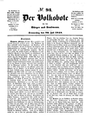 Der Volksbote für den Bürger und Landmann Donnerstag 20. Juli 1848