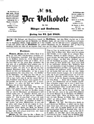 Der Volksbote für den Bürger und Landmann Freitag 21. Juli 1848