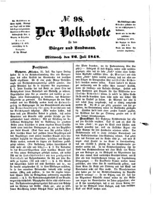 Der Volksbote für den Bürger und Landmann Mittwoch 26. Juli 1848