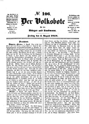 Der Volksbote für den Bürger und Landmann Freitag 4. August 1848