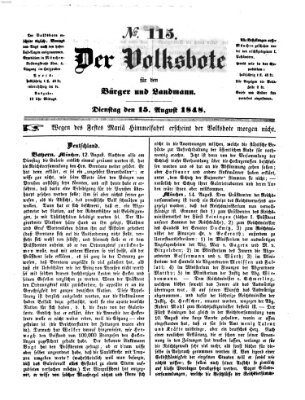 Der Volksbote für den Bürger und Landmann Dienstag 15. August 1848