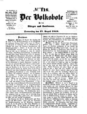 Der Volksbote für den Bürger und Landmann Donnerstag 17. August 1848