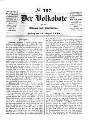 Der Volksbote für den Bürger und Landmann Freitag 18. August 1848