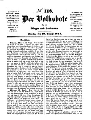 Der Volksbote für den Bürger und Landmann Samstag 19. August 1848