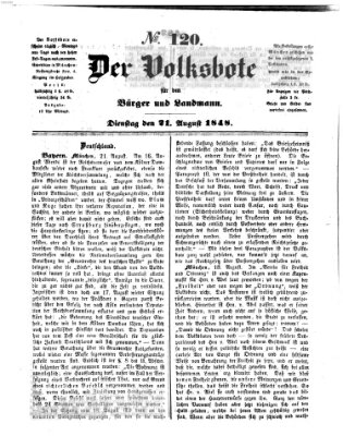 Der Volksbote für den Bürger und Landmann Montag 21. August 1848