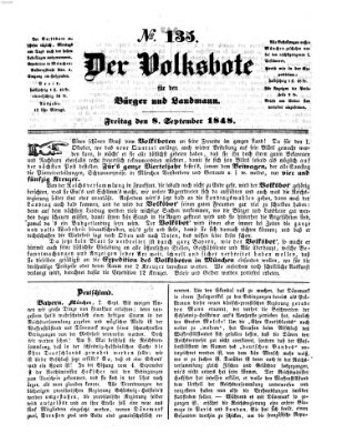 Der Volksbote für den Bürger und Landmann Freitag 8. September 1848