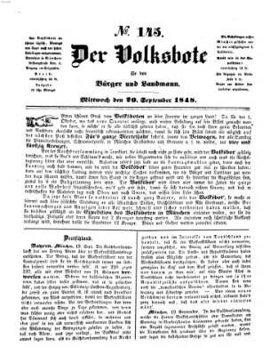 Der Volksbote für den Bürger und Landmann Mittwoch 20. September 1848