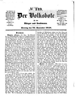 Der Volksbote für den Bürger und Landmann Sonntag 24. September 1848