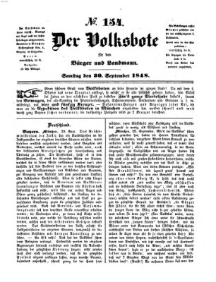 Der Volksbote für den Bürger und Landmann Samstag 30. September 1848