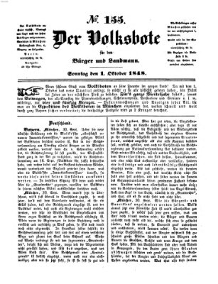 Der Volksbote für den Bürger und Landmann Sonntag 1. Oktober 1848