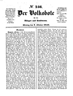 Der Volksbote für den Bürger und Landmann Montag 2. Oktober 1848