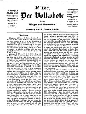 Der Volksbote für den Bürger und Landmann Mittwoch 4. Oktober 1848