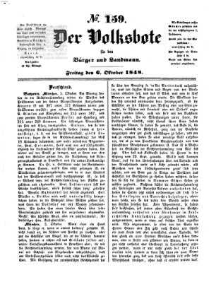 Der Volksbote für den Bürger und Landmann Freitag 6. Oktober 1848