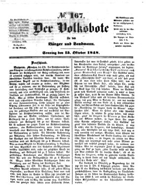 Der Volksbote für den Bürger und Landmann Sonntag 15. Oktober 1848