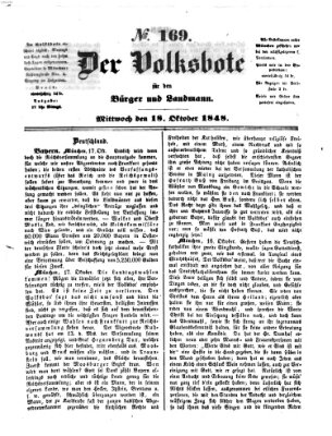 Der Volksbote für den Bürger und Landmann Mittwoch 18. Oktober 1848