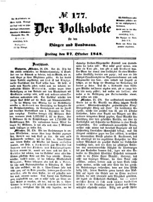 Der Volksbote für den Bürger und Landmann Freitag 27. Oktober 1848