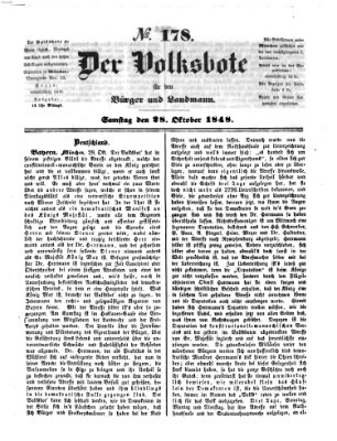 Der Volksbote für den Bürger und Landmann Samstag 28. Oktober 1848