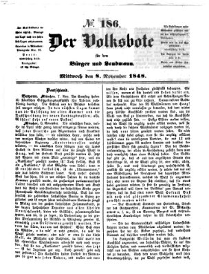 Der Volksbote für den Bürger und Landmann Mittwoch 8. November 1848