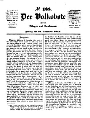 Der Volksbote für den Bürger und Landmann Freitag 10. November 1848