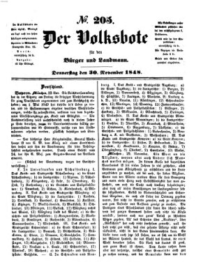 Der Volksbote für den Bürger und Landmann Donnerstag 30. November 1848