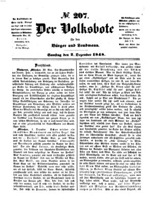 Der Volksbote für den Bürger und Landmann Samstag 2. Dezember 1848